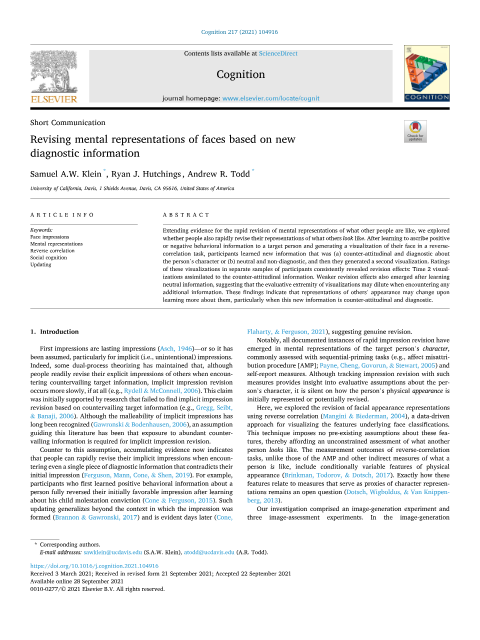 First page of Revising mental representations of faces based on new diagnostic information
