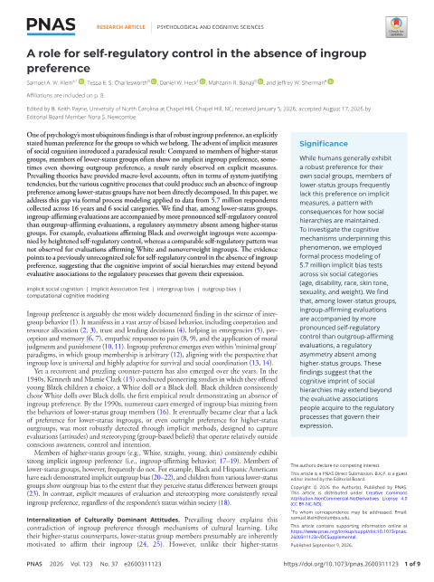 Thumbnail for A Role for Self-Regulatory Control in the Absence of Ingroup Preference
