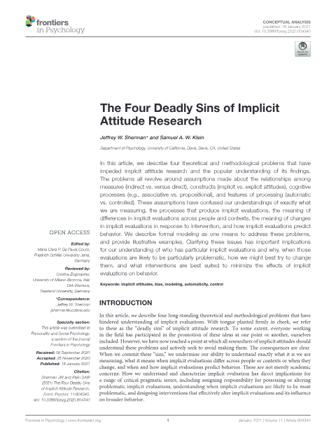 Thumbnail for The Four Deadly Sins of Implicit Attitude Research